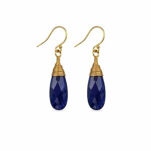 HK1125 S925 Sapphire Wrapped Dangle Earrings